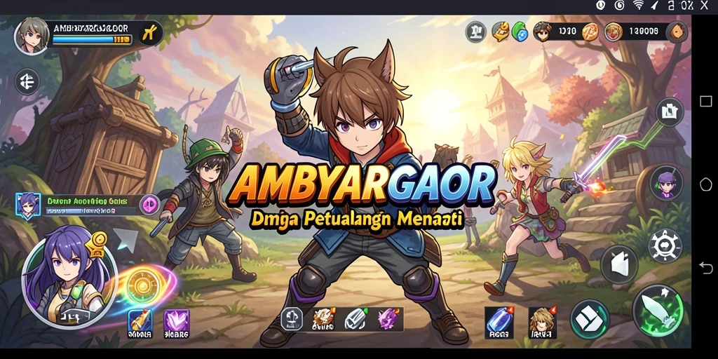 Tampilan utama gameplay AMBYARGACOR dengan karakter anime yang menawan.