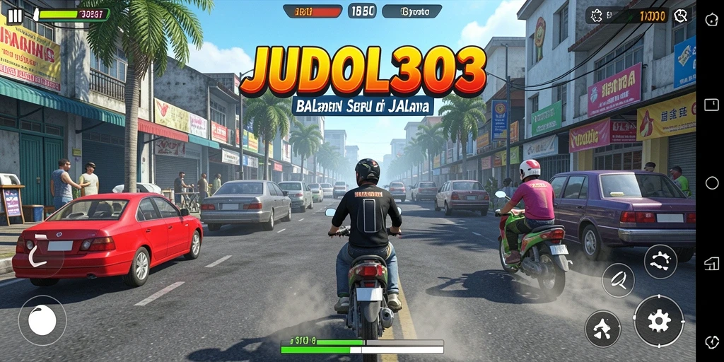 Tampilan gameplay mendebarkan dalam JUDOL303 saat balapan.