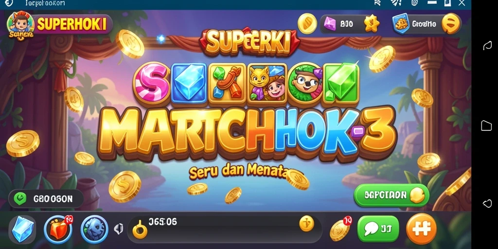 Screenshot gameplay SUPERHOKI yang menampilkan aksi seru Match-3.