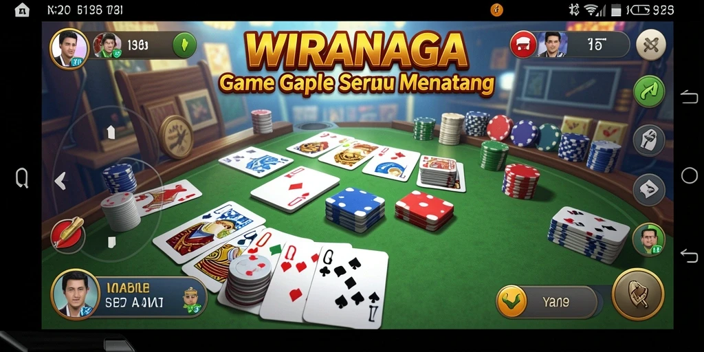 Tampilan gameplay seru di WIRANAGA dengan kartu Gaple.